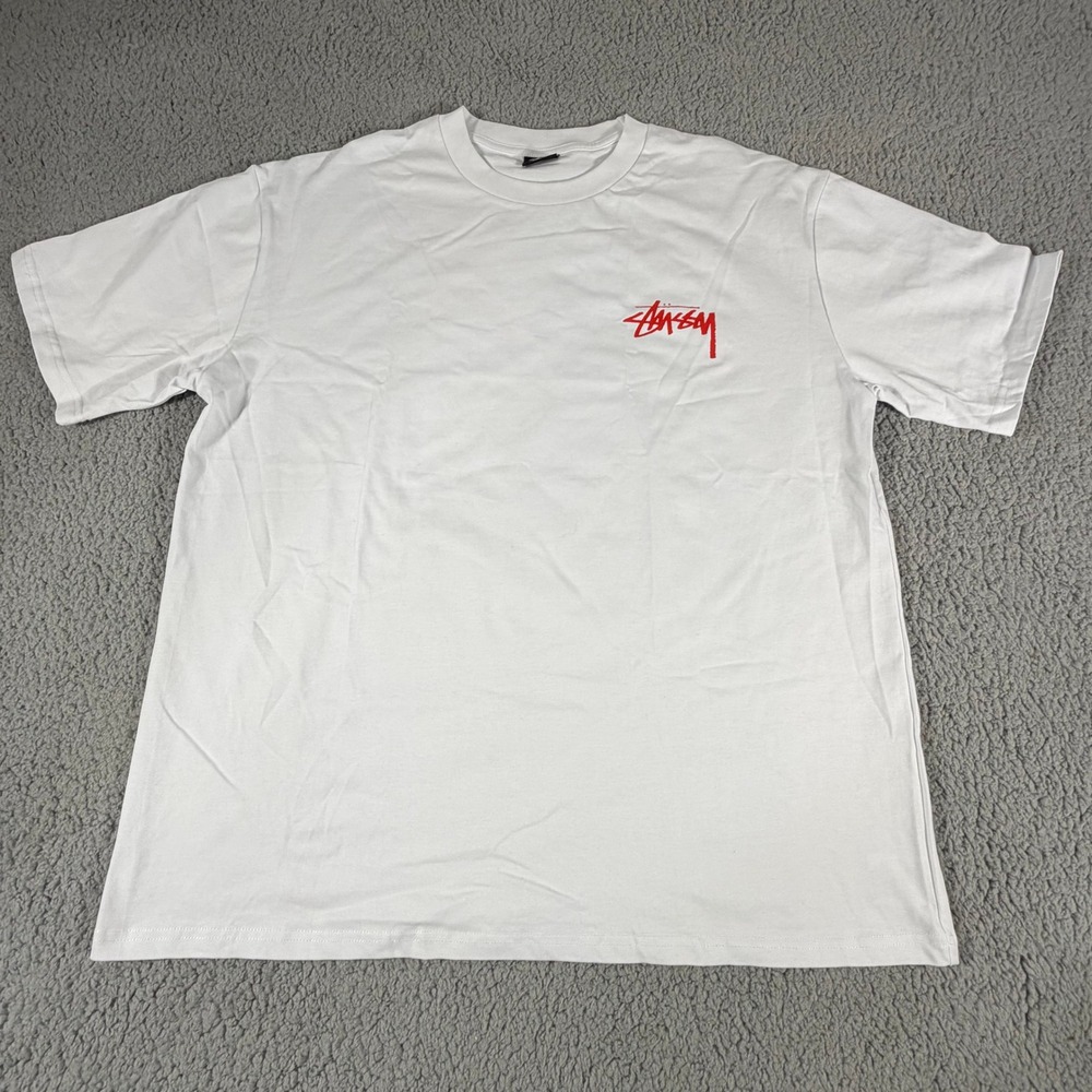 Stussy Scorpion Graphic T-Shirt Mens XL White Red Black Logo Streetwear Tee